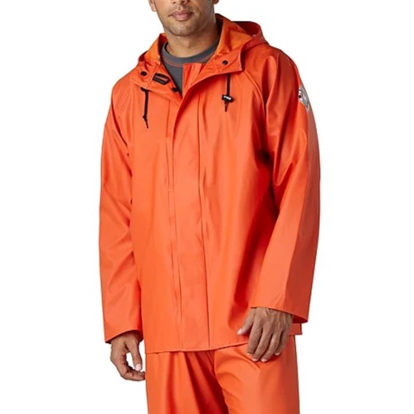Helly Hansen Men’s work wear Abbotsford Waterproof Jacket, Medium, Orange - NWT - Picture 2 of 7